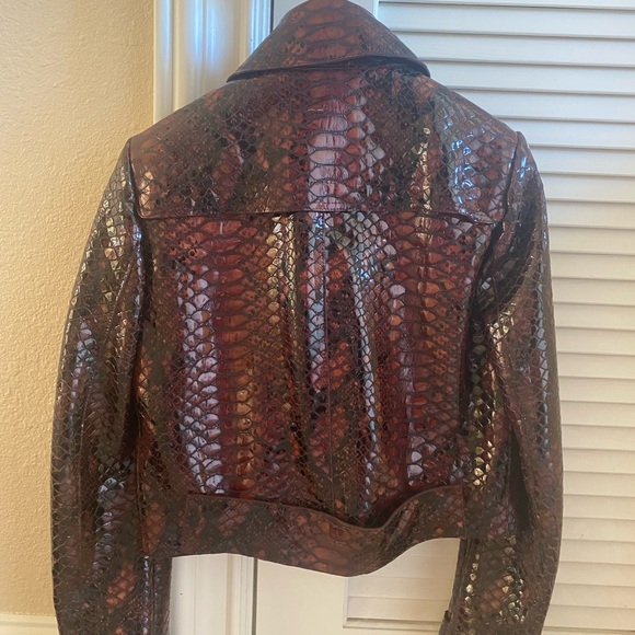 Burberry Prorsum Oxblood Python Print Leather Jacket - Picture 6 of 11